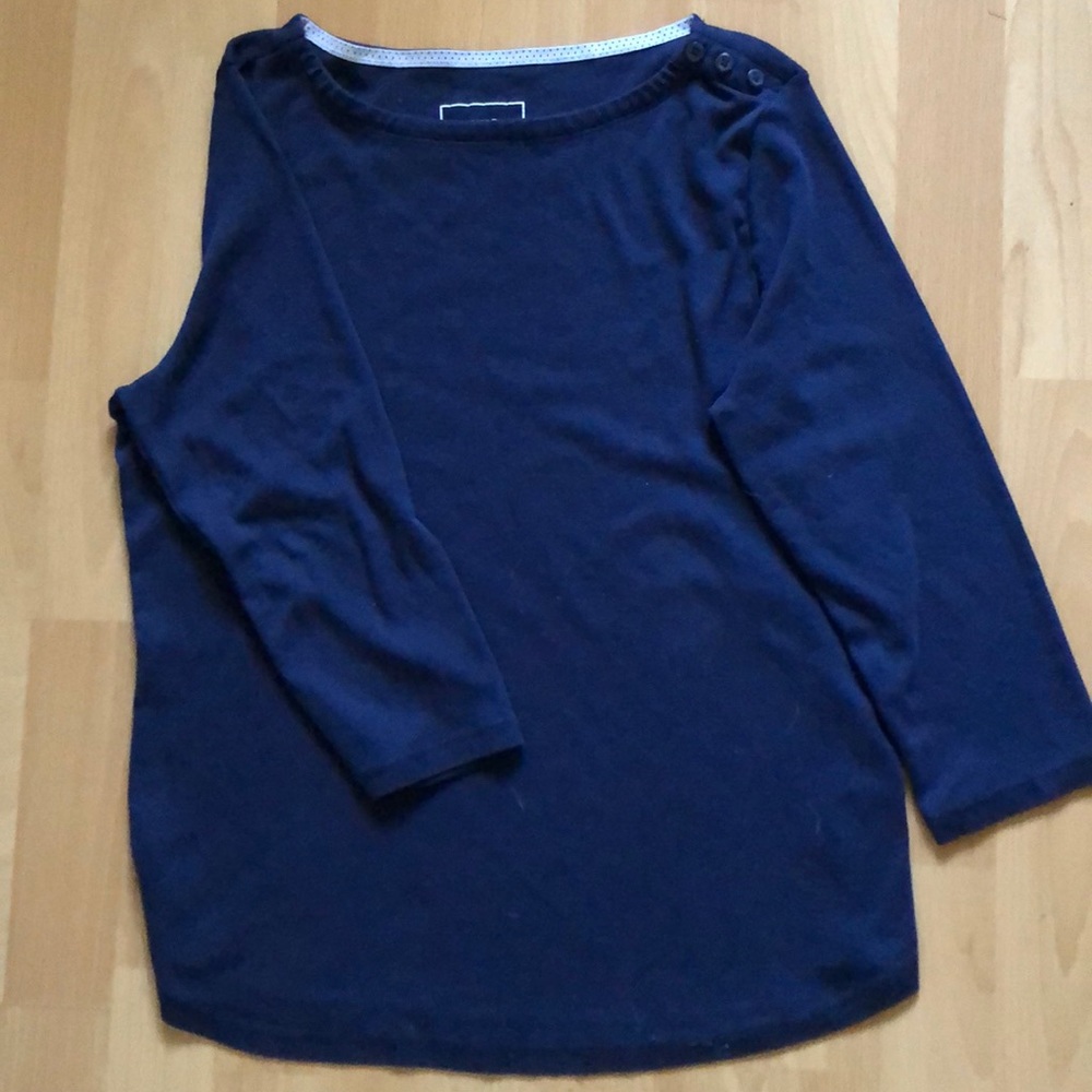 Navy Blue Charter Club Cotton 3/4 Sleeve Top